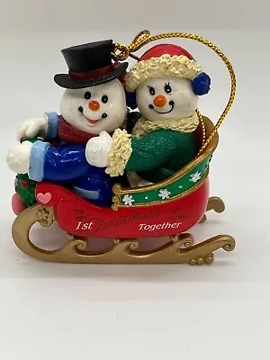MISTLETOE MAGIC CHRISTMAS ORNAMENT:FIRST CHRISTMAS TOGETHER SNOWMEN-- Not Dated • $7.99