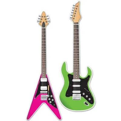 Guitar 36-Inch Cutouts 2 Pack 36  Paper 1980's 80's Birthday Party Decorations • $6.39