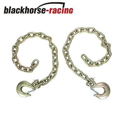 2PCS 3/8  X 35  G70 Steel Tow Trailer Safety Chains W/ 3/8  Forged Safety Hooks • $35.88