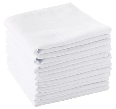 Mens Handkerchiefs 100% Soft Cotton White Hankie Hankerchieves • $12.29