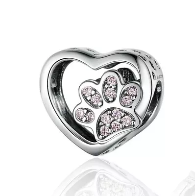 Paw Heart Charm Bracelet Charm • £5.96