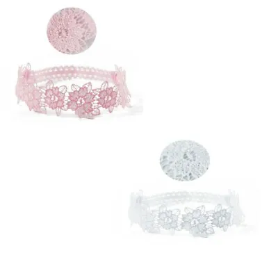 Baby Girl Floral Lace HEADBAND Hairband Christening Wedding Party Bridesmaid • £2.95