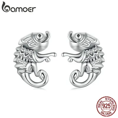 Bamoer Unique 925 Sterling Silver Chameleon Stud Earrings Jewelry For Women Gift • $7.76