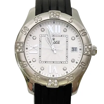 Visage Womens Silver Tone Rhinestone Quartz Wrist Watch Tested • $37.49