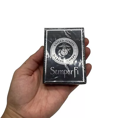 Military USMC Semper Fi Black Professional Quality Playing Cards Poker Solitaire • $9.74