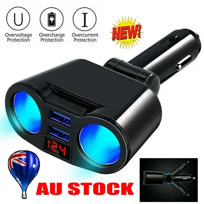 12v 24v 2 Way Car Cigarette Lighter Multi Socket Twin USB Charger Adapter AU HOT • $10.99