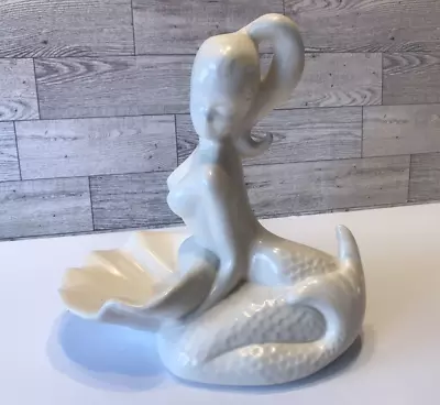 Vintage MERMAID Ceramic White Soap Dish Or Jewelry Holder • $32