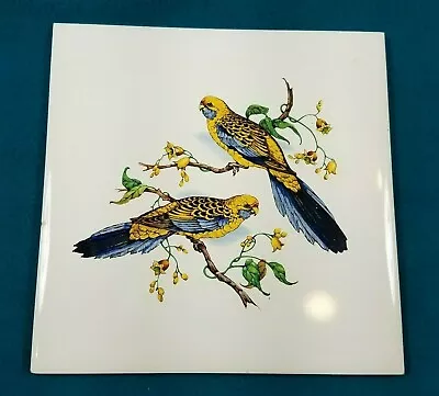 Vintage H&r Johnson Ltd England 6  X 6  Ceramic Tile Trivet Yellow Parrot Bird • $24.99