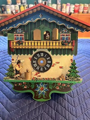 Black Forest Hand Painted Vintage Woodchopper Cuckoo Clock Box • $25