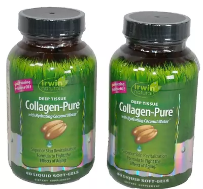 2x Irwin Naturals Deep Tissue Collagen-Pure W/Coconut Water 80 SoftGels EXP 3/24 • $17.99