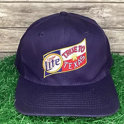 Vintage Miller Lite Snapback Hat Cap Blue True To Texas Beer 90s 80s • $30