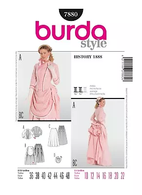 Burda 7880 Sewing Pattern Misses' Victorian Era 1880's Costume Dress Sz 10-22 • $19.95