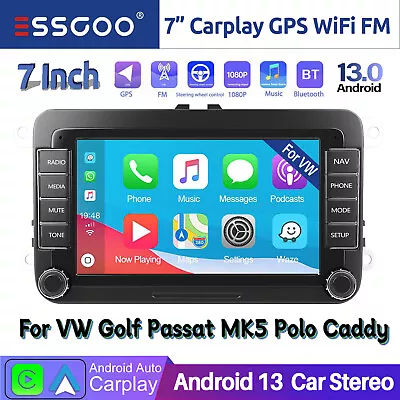 GPS+ Android 13 Apple Carplay 7  Fit For VW GOLF MK5 Car Stereo HD Radio GPS NAV • $102.49