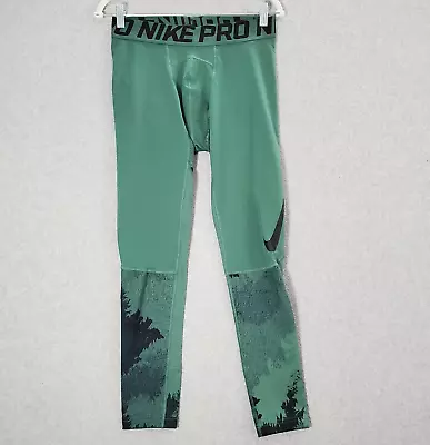 Nike Pro Men Activewear Pants L Green Camo Therma Hyperwarm Base Layer Tight • $24.89