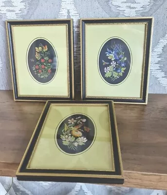 £45 • Buy J & J CASH Ltd..3 X RARE Woven Pure Silk Framed WILDFLOWERS  Pictures