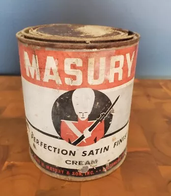 RARE Vintage 1930 MASURY Paint QT Can Near Full Baltimore Maryland Collectable  • $25