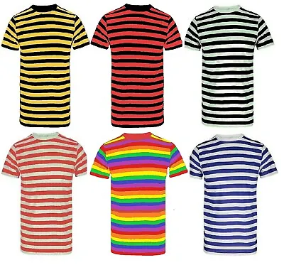 £8.97 • Buy New Men's Striped Cotton Stripy T-Shirt Short Sleeve Stripe Cotton T-Shirt Tops