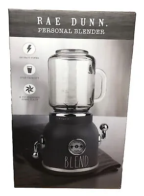 NEW Rae Dunn Personal Blender Gray 17 Oz Glass Mason Jar 350 Watt NIB Kitchen • $66