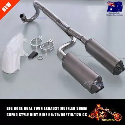 Dual Twin Exhaust Muffler 38MM CRF50 Style Dirt Bike 70/90/110/125/140 CC Atomik • $69.77