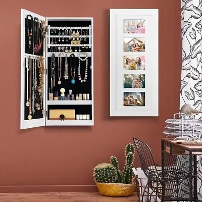 Wall Mount Jewelry Cabinet Armoire Organizer White 35.5cm X 9.5cm X 80cm • $109.91