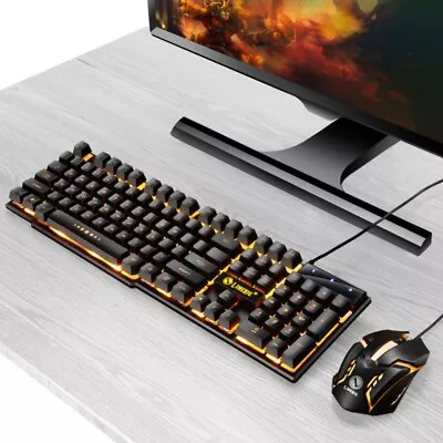 Colorful Wired Mouse And Keyboard Light Gaming Keyboard Floating Keying  Game • $30.29