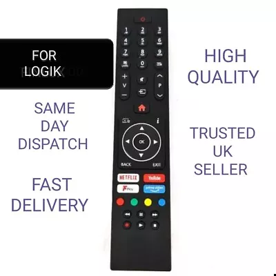  New Remote Control for Logik Smart Tv Models : L32she19. L39she21 • £6.49