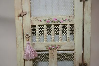 Miniature Dollhouse Handpainted Cabinet W Pink Roses Bedroom/Playroom 1:12 • $49.99