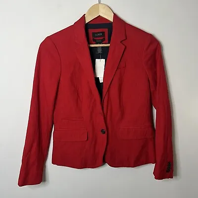 J Crew Schoolboy Blazer 2 Women’s Petite Red Two Button Blazer Jacket 2P NWT NEW • $65