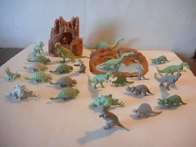 1960's Marx Dinosaurs Caveman Mountain Pond Playset Pieces 25+ Prehistoric VG • $11.50