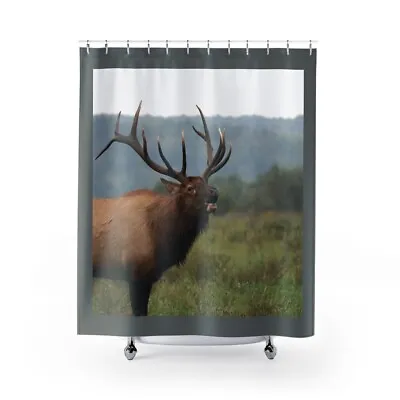 Rocky Mountain Elk Bull Bugle Rut Antlers Bathroom Decor Shower Curtain 71 X 74  • $55