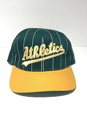 Vintage Starter Oakland Athletics As Pinstripe Snapback Green Yellow Embroidered • $69.99