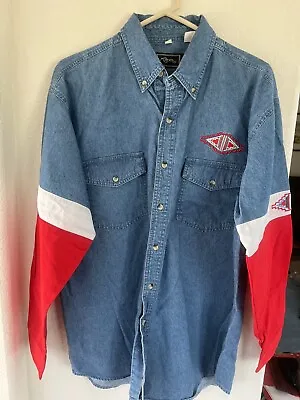 Vintage Roper Button Up Western Shirt Embroidered L Cotton 90s Cowboy Rodeo • $19.99