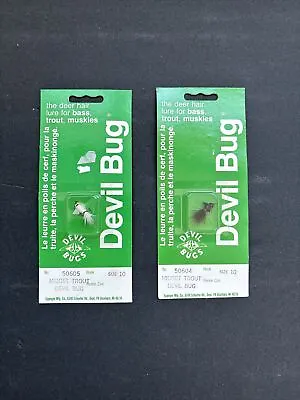 2 Vintage Eppinger Midget Trout Devil Bugs-New On Card-White 50605/Black 50604 • $10
