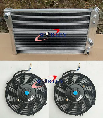 3 Rows Aluminum Radiator +2x Fan For Chevy Corvette /S10 V8 1984-1990 Conversion • $138.88