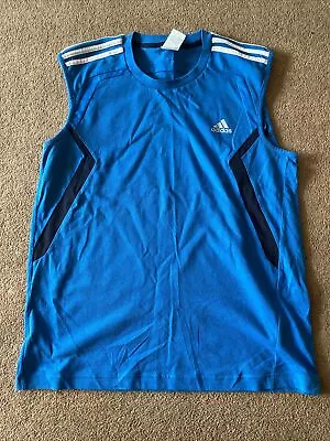 Vintage Adidas Blue Sleeveless Gym/ Running Top Size Mens Large • £3.99