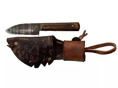 Mountain Man Utilitarian Knife VERY Sharp W Custom Handle And Leather Sheath • $99.95