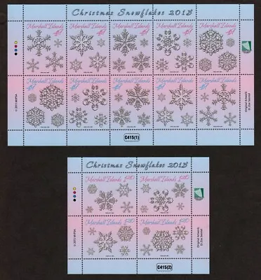 Marshall Islands Scott # 1127-1128 Set 2 Mnh Mini Sheets Christmas Snowflakes • $11.60