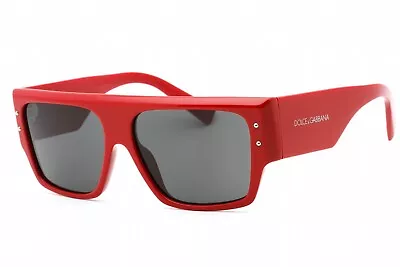 DOLCE & GABBANA 0DG4459 309687 Sunglasses Red Frame Dark Grey Lenses 56mm • $154.99