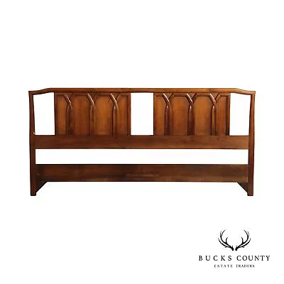 Mid Century Modern Sculpted Walnut King Size Headboard • $1195