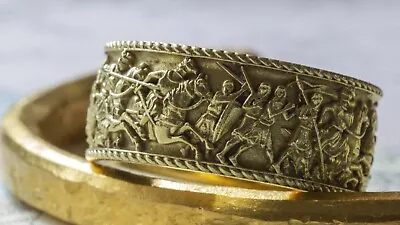 Solid 14k Gold Medieval Battlefield Ring 10mm Gold Men's Wedding Band • $1800