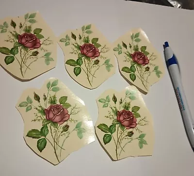 Vintage Water Transfer Ceramic Decals 5 Small Pink Rose Flowers • $5