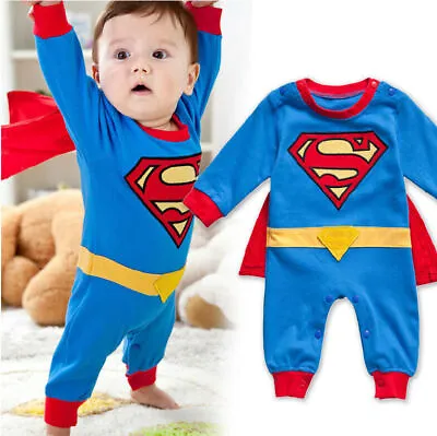 Cuteborn Baby Kids Boys Superhero Romper Jumpsuit Superman Cosplay Costumes~☹ • £6.83