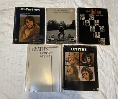 The Beatles Sheet Music Book Lot Bob Dylan Vintage George Harrison Let It Be • $59.99