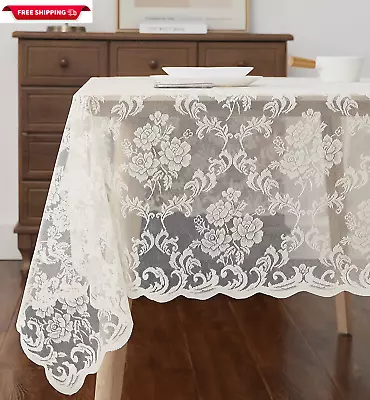 Easter Tablecloth. 60 X 84 Ivory Lace Tablecloth. Elegant Rectangle Tablecloths  • $33.71