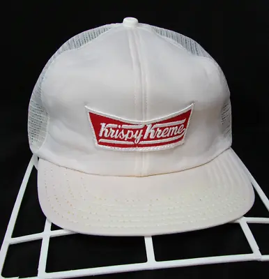 Krispy Kreme Doughnuts Mesh Hat Trucker Cap Red Logo Patch White Snapback • $13.95