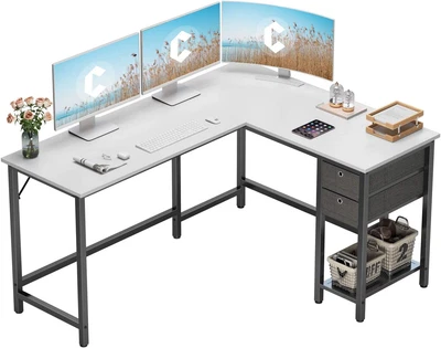 $161.99 • Buy L-Shaped Computer Desk, Home Office Corner Desk With Non-Woven Drawer, Sturdy Wr