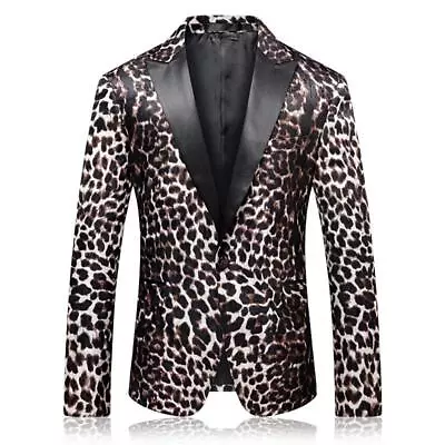 Suit Mens Dress Blazer Leopard Print Slim Fit One Button Wedding Formal Fashion • $103.53