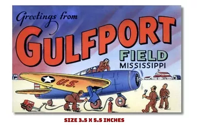 Gulfport Field Mississippi Fridge Magnet Old Postcard Image • $6.95