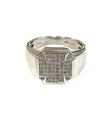 Vintage & Antique Fine Jewelry Men's Maltese Diamond Cross Sterling Silver Ring • $200