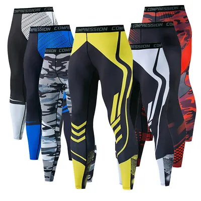 Men's Thermal Compression Pants Sports Leggings Running Gym Base Layer Bottoms • £13.19